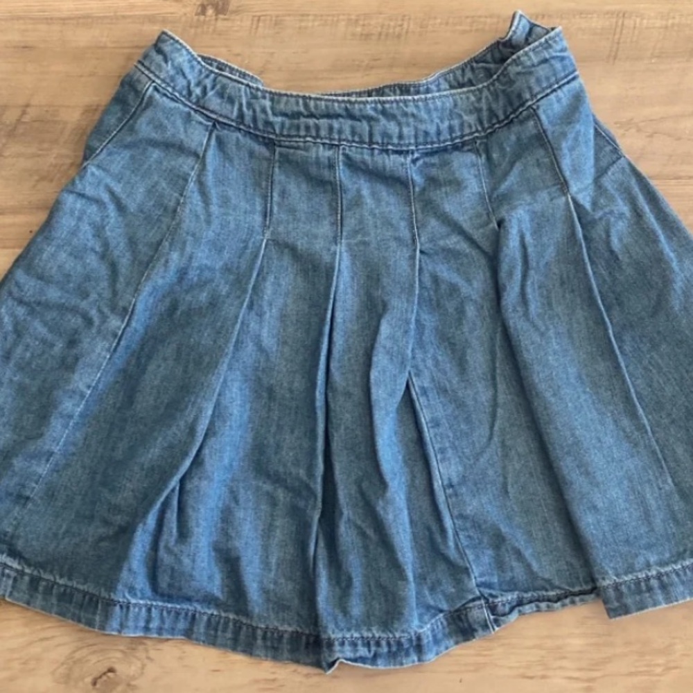 American Eagle Outfitters Denim Pleated Skater Mini Skirt Size 0